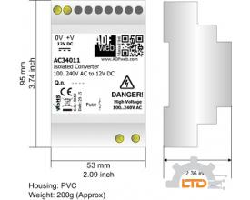 Model: AC34011 Isolated Converter 100..240V AC to 12V DC stabilized - AC/DC ADFweb VIET NAM